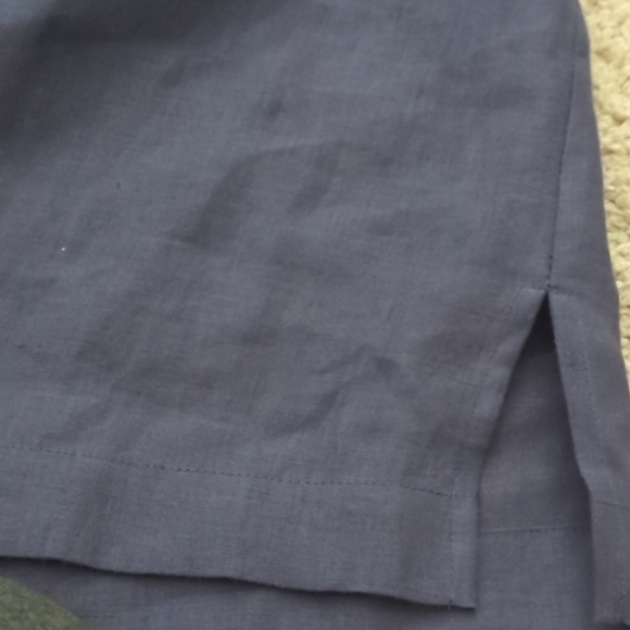Go Silk Navy Blue Shirt Dress 100% Linen Button Down Pockets Minimalist-51 - Picture 12 of 12